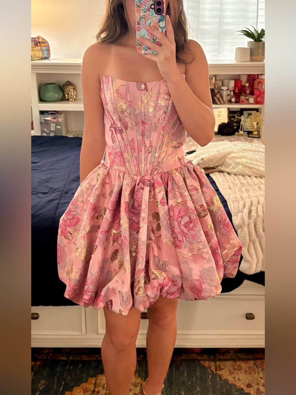 Stacees Candy Pink Floral Fit-and-Flare Butterfly Dress Size 4 NWT - Picture 5 of 10